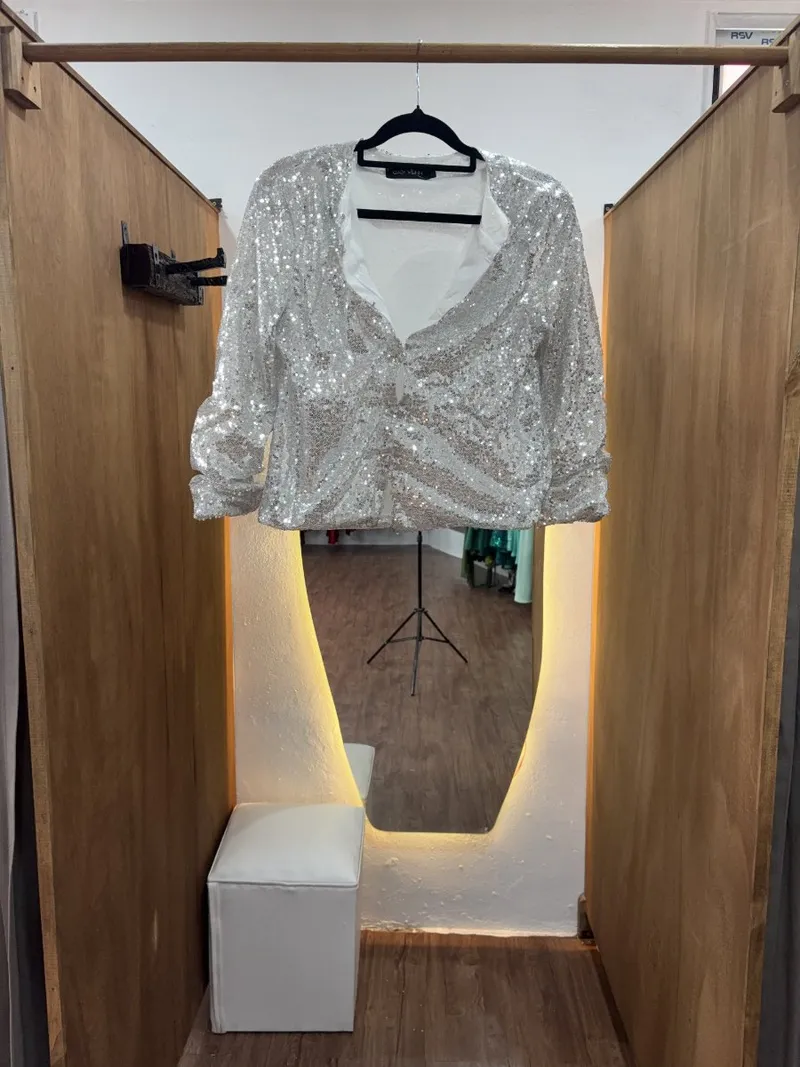 Blazer plateado lentejuelas