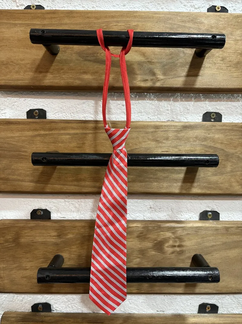 Corbata niño rojo y blanco diseño en diagonal