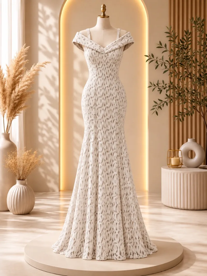 Vestido largo novia beige