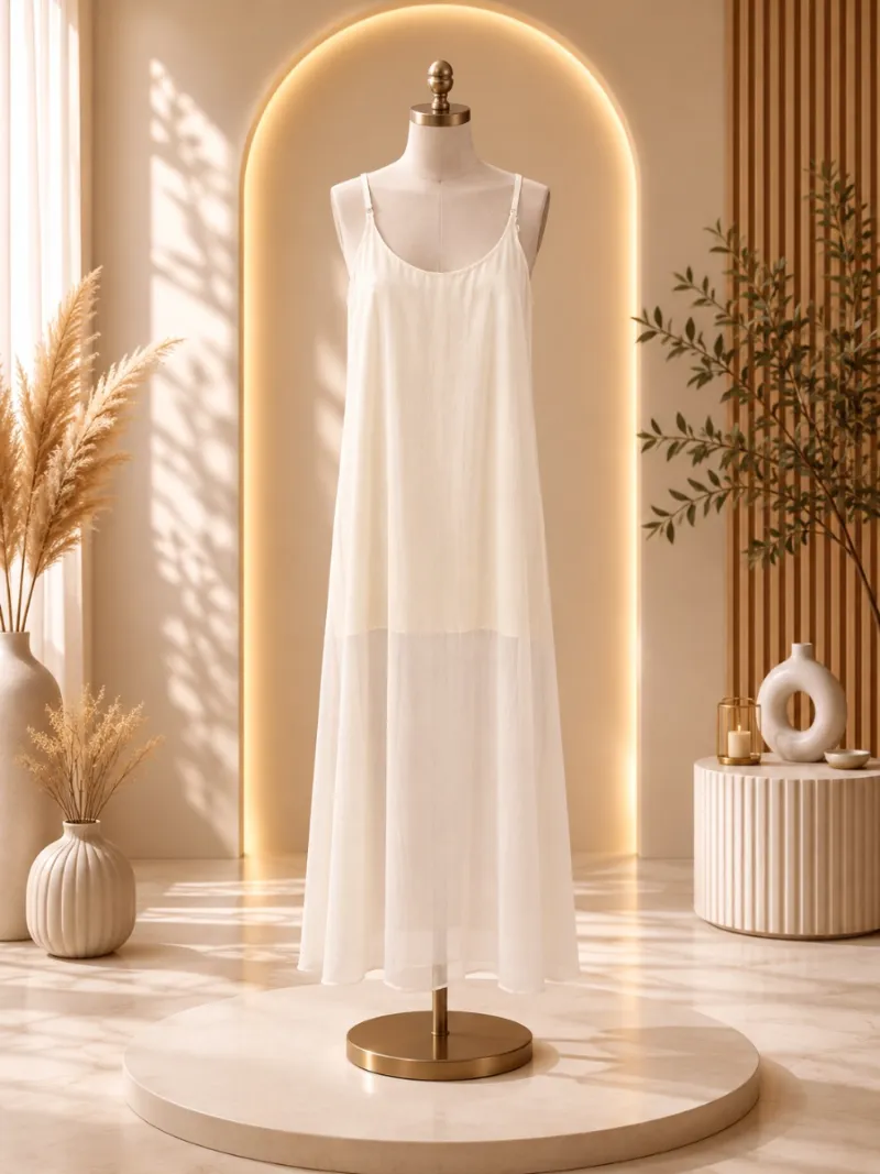 Vestido largo beige