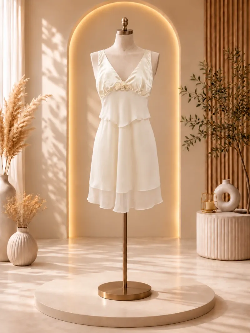 Vestido corto beige