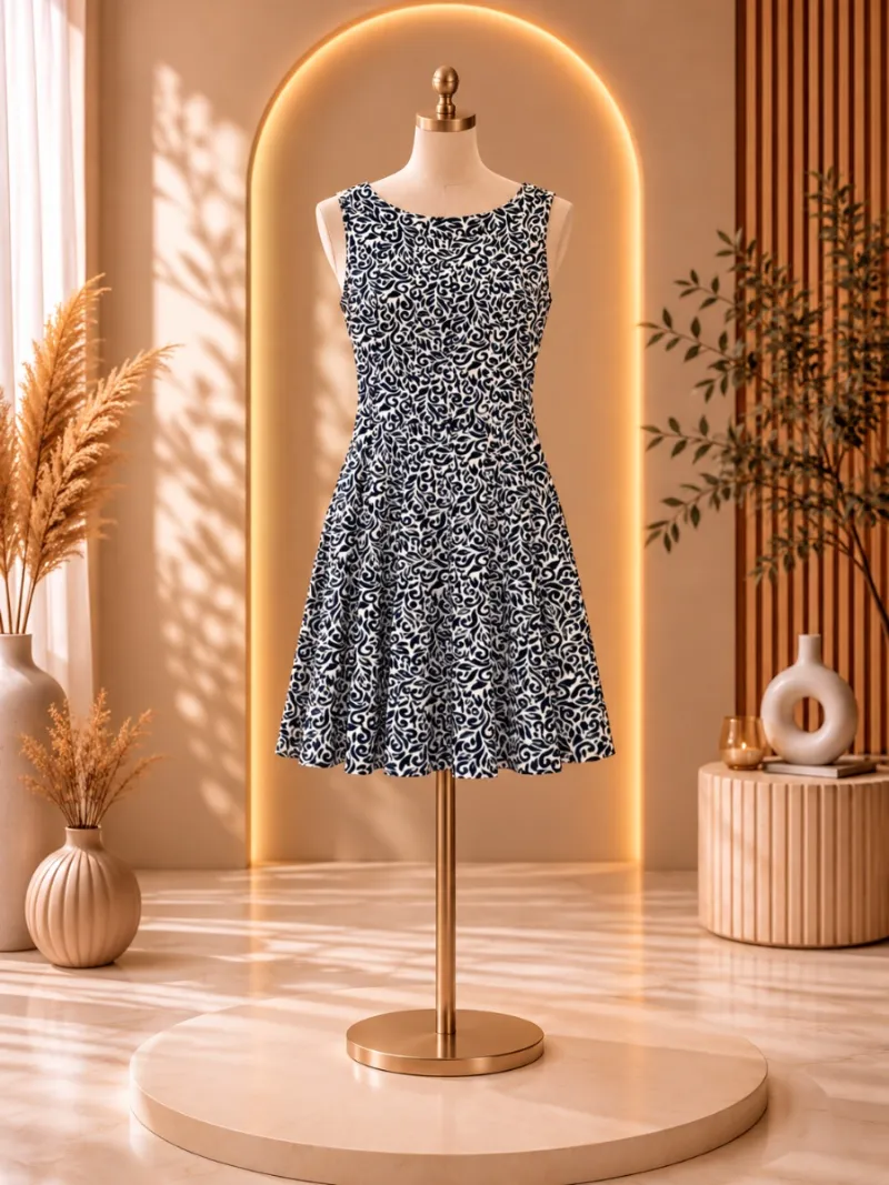 Vestido corto blanco y negro