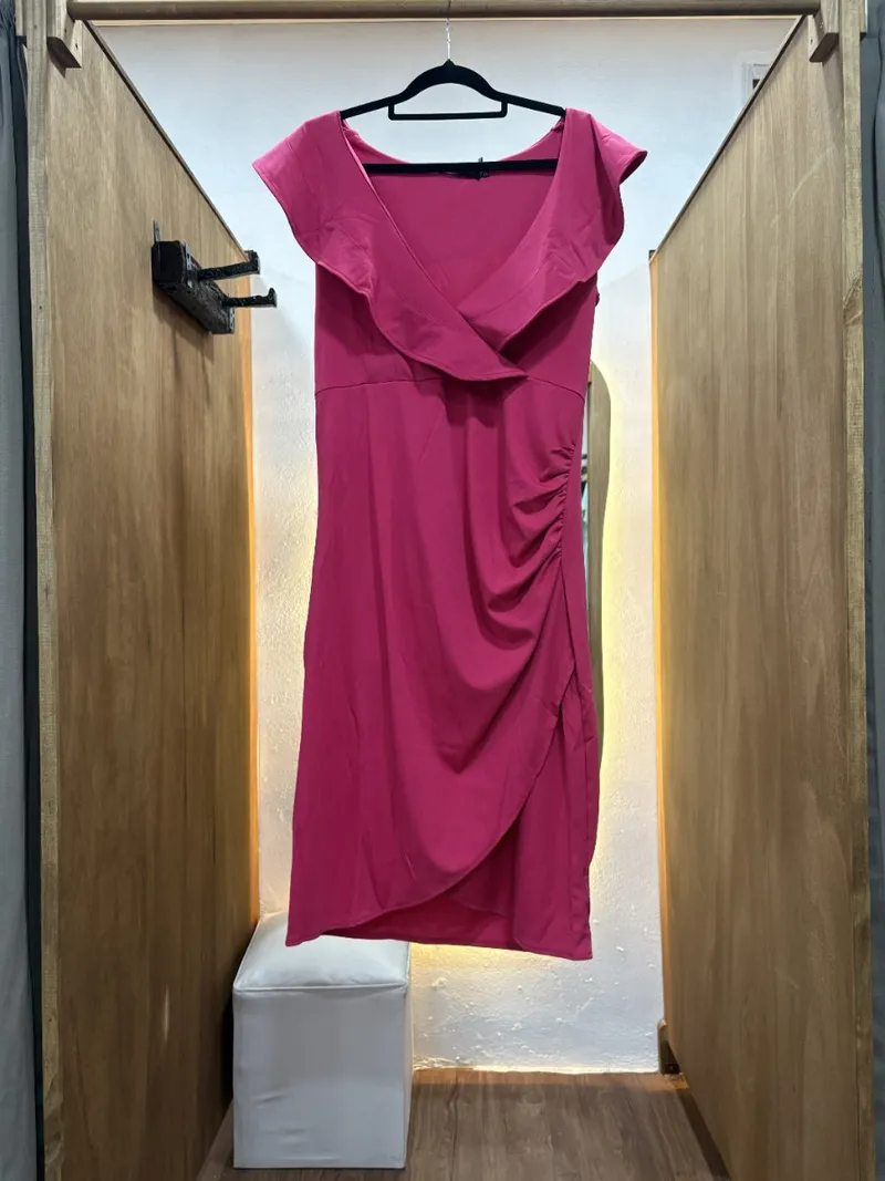 Vestido midi fucsia